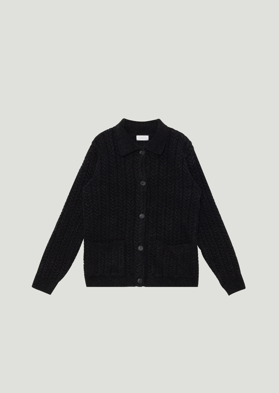 JQ Wool Cable Cardigan (Charcoal)